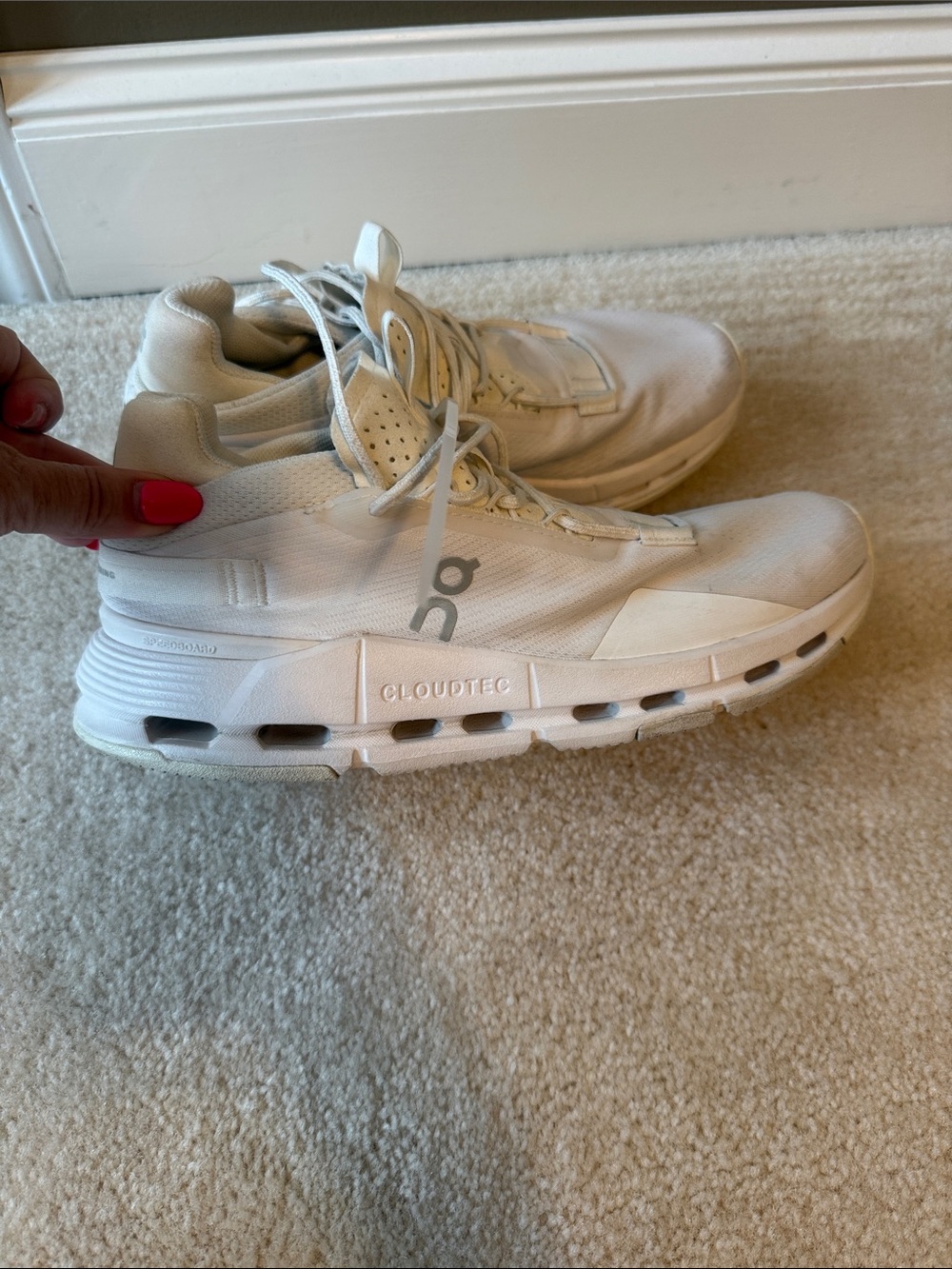 On Cloud White Running Sneakers